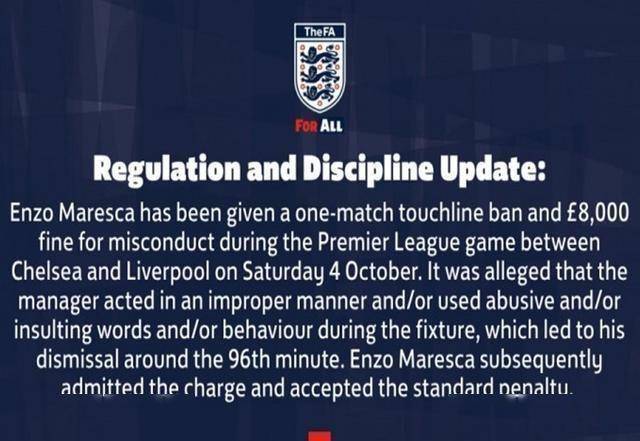 禁赛、罚款!切尔西遭重击,没有主帅或许更妙,马雷斯卡承认现实